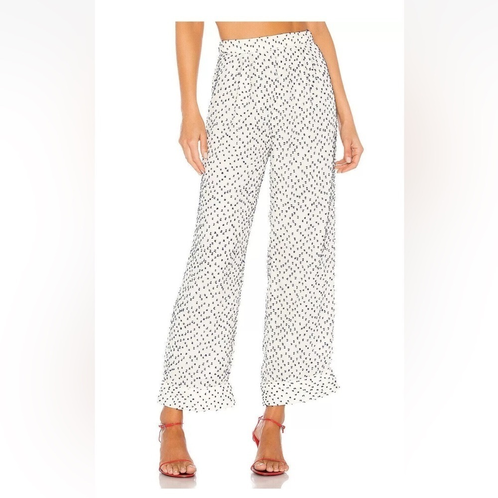 House of Harlow 1960 x Revolve White & Blue Chiffon Wide Leg Pant M